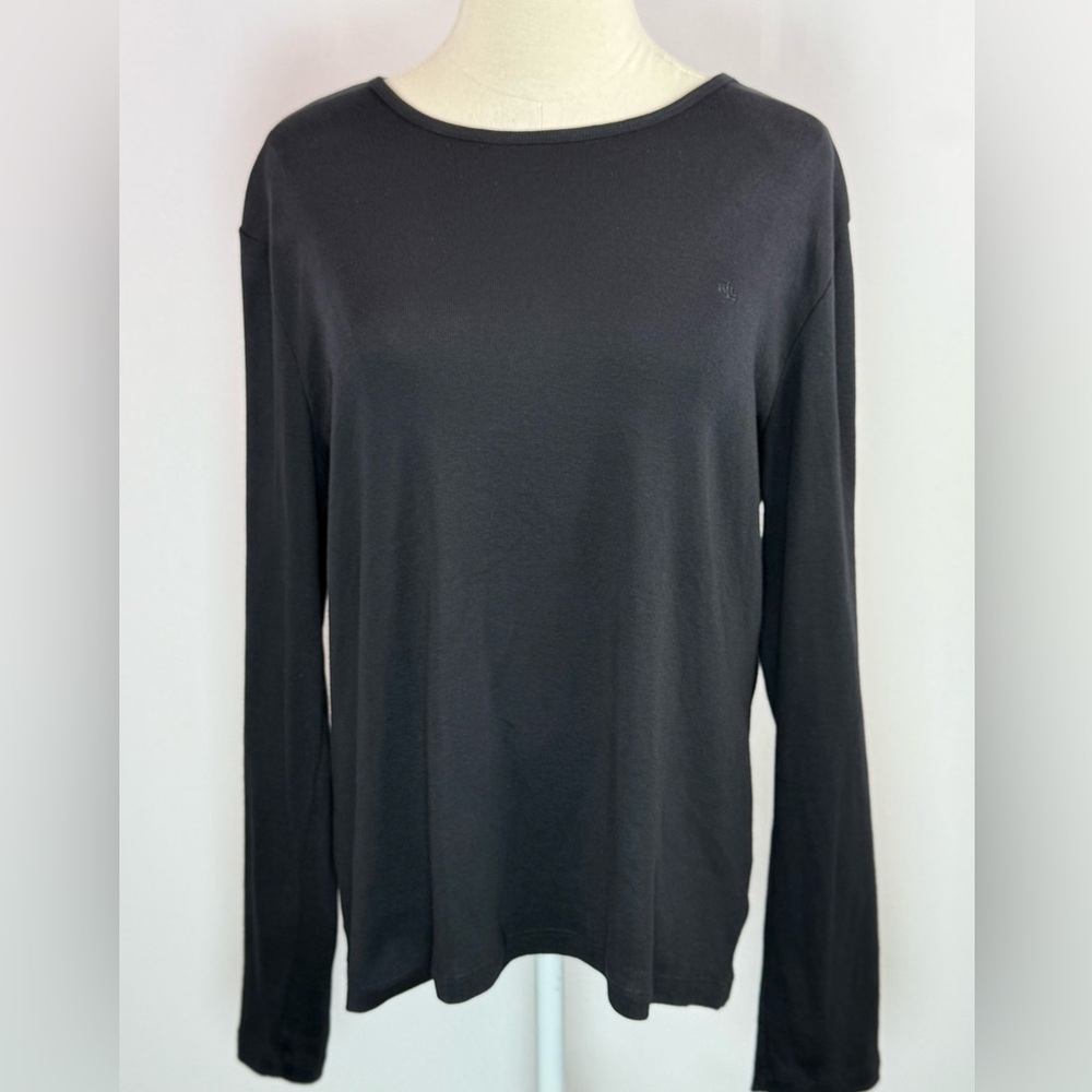 Lauren Ralph Lauren Black Women's Crew Neck Long Sleeve‎ Shirt Size L